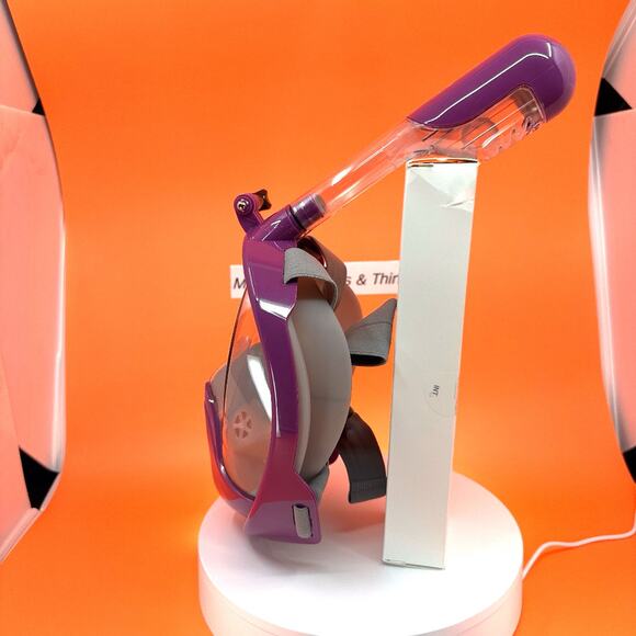 Snorkel Mask- 180 Degree Panoramic Full Face Design in Plum, Size Small/Medium - Picture 9 of 16